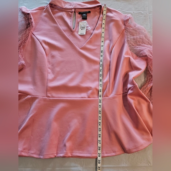Ashley Stewart Mesh Paneled Cutout Peplum Top Size 30/32 - Picture 13 of 17